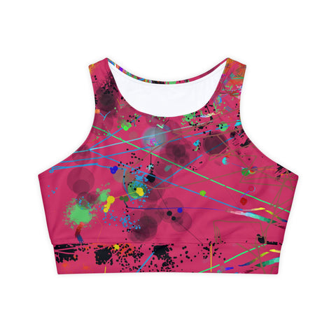 Fully Lined, Padded Sports Bra- Dragon Fruit