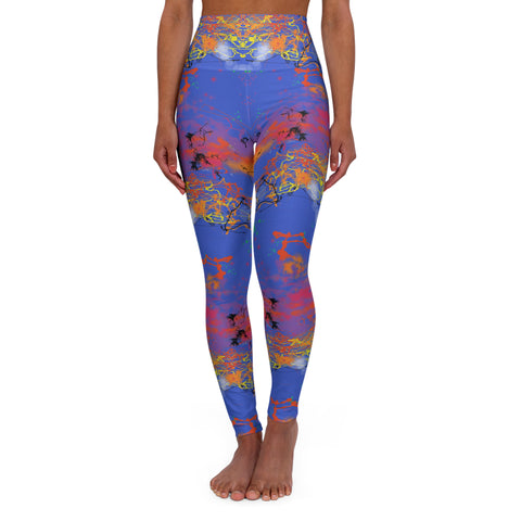 High Waisted Yoga Leggings- Coral Reef