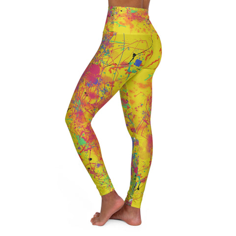 High Waisted Yoga Leggings- Acid Rain