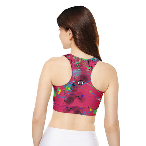 Fully Lined, Padded Sports Bra- Dragon Fruit