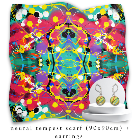 holiday bundle | neural tempest silk scarf + darling drop earrings