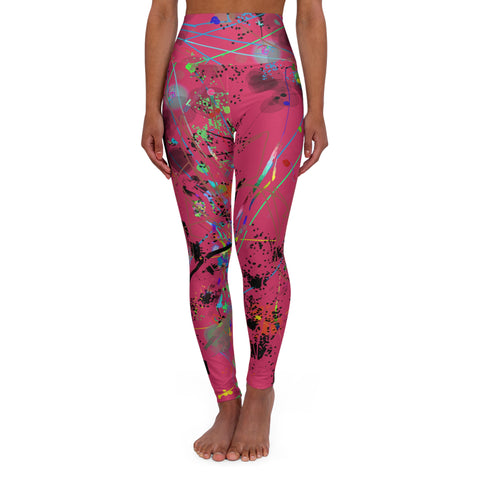 High Waisted Yoga Leggings- Dragon Fruit