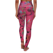 High Waisted Yoga Leggings- Dragon Fruit