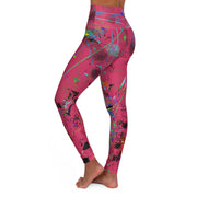 High Waisted Yoga Leggings- Dragon Fruit