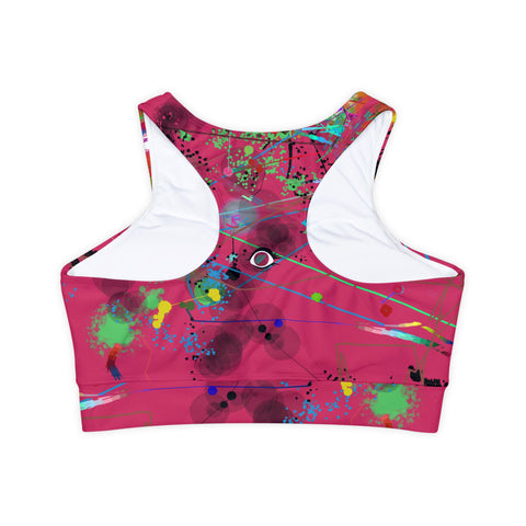 Fully Lined, Padded Sports Bra- Dragon Fruit