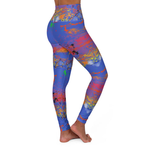 High Waisted Yoga Leggings- Coral Reef