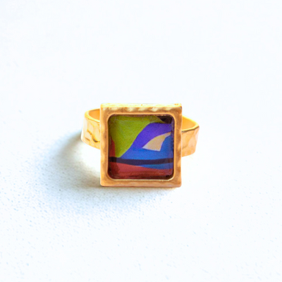 bold gold square ring