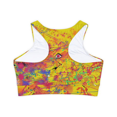 Fully Lined, Padded Sports Bra- Acid Rain