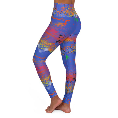 High Waisted Yoga Leggings- Coral Reef