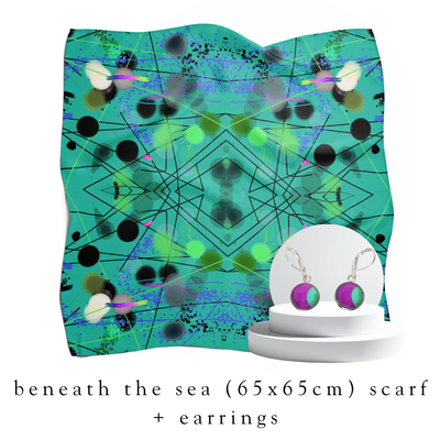 holiday bundle | beneath the sea silk scarf (65x65cm) + darling drop earrings