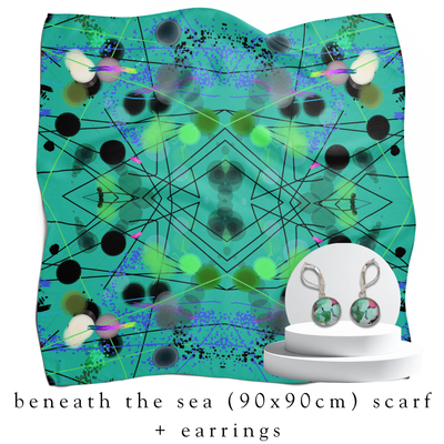 holiday bundle | beneath the sea silk scarf + darling drop earrings