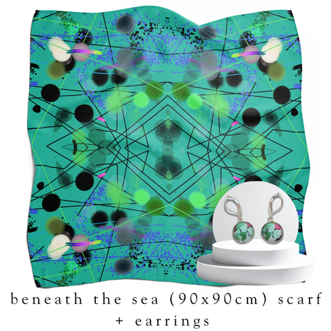 holiday bundle | beneath the sea silk scarf + darling drop earrings