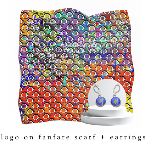 holiday bundle | logo on fanfare silk scarf + darling drop earrings