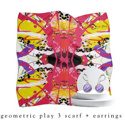 holiday bundle | geometric play 3 silk scarf + darling drop earrings