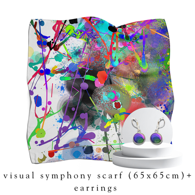 holiday bundle | visual symphony silk scarf (65x65cm) + darling drop earrings