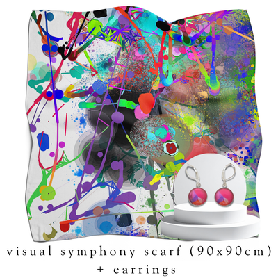 holiday bundle | visual symphony silk scarf (90x90cm) + darling drop earrings