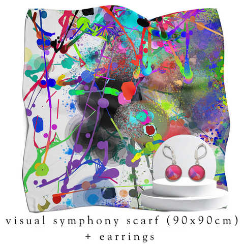 holiday bundle | visual symphony silk scarf (90x90cm) + darling drop earrings