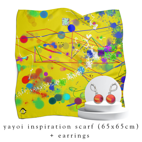 holiday bundle | yayoi inspired silk scarf (65x65cm) + darling drop earrings