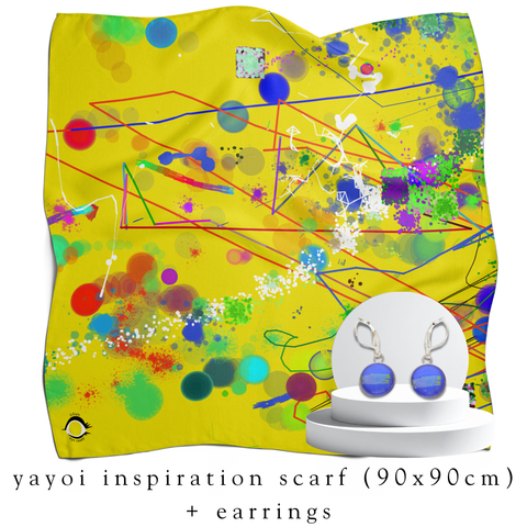 holiday bundle | yayoi inspired silk scarf (90x90cm) + darling drop earrings